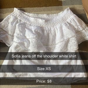 Off the shoulder white lace shirt